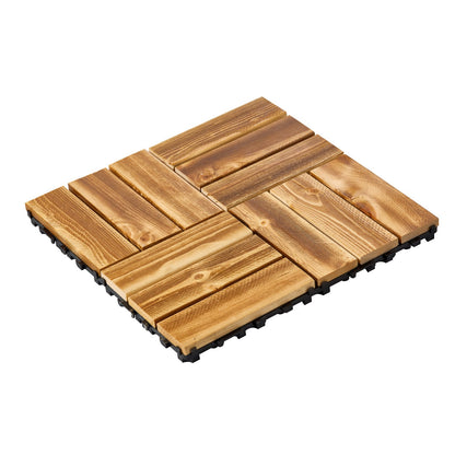 Interlocking Decking Panels Solid Wood 10-Pack 12"x12" Camphor Pine for Porch