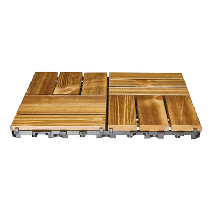 Interlocking Decking Panels Solid Wood 10-Pack 12"x12" Camphor Pine for Porch