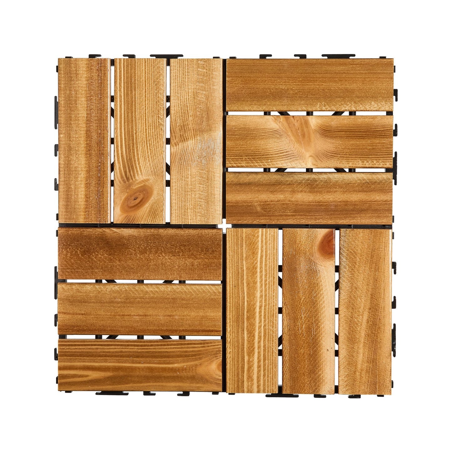 Interlocking Decking Boards Solid Wood 27-Pack 12"x12" Camphor Pine for Porch