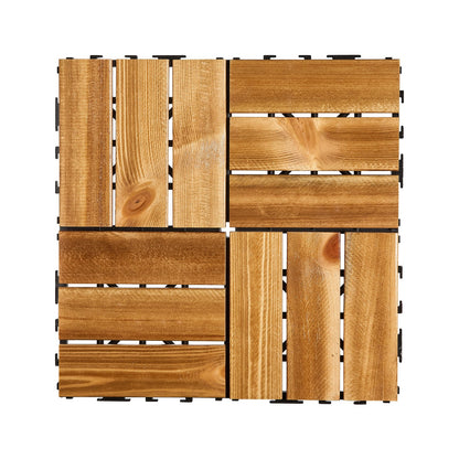Interlocking Decking Boards Solid Wood 27-Pack 12"x12" Camphor Pine for Porch