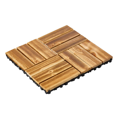 Interlocking Decking Boards Solid Wood 27-Pack 12"x12" Camphor Pine for Porch