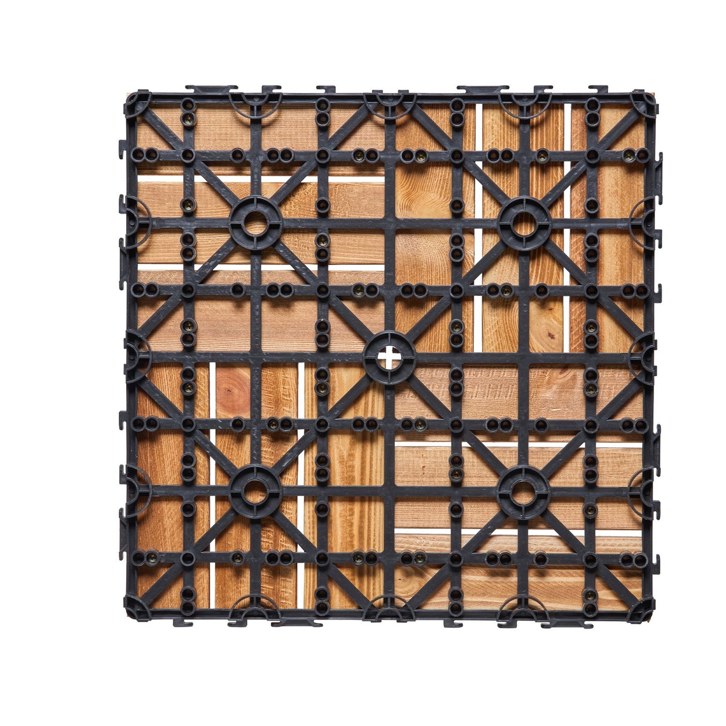 Interlocking Decking Boards Solid Wood 27-Pack 12"x12" Camphor Pine for Porch