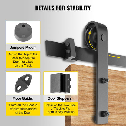 Sliding Barn Door Hardware Kit, 11FT Barn Door Kit, 330 LBS Load Bearing Double Barn Door Kit, Carbon Steel Barn Door Track, Door Stopper for 1.57-1.77" Thickness &amp; 5.5FT Wide Door Panel