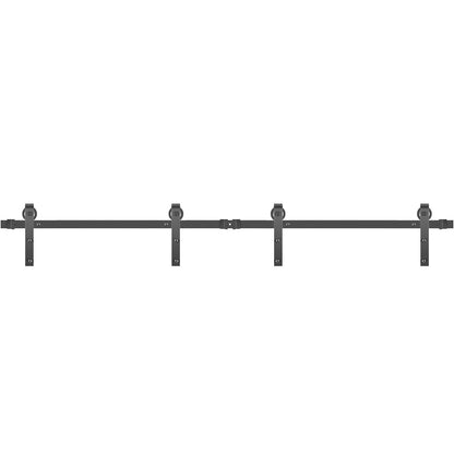 Sliding Barn Door Hardware Kit, 12FT Barn Door Kit, 330 LBS Load-bearing Hardware Kit for Double Barn Doors, Carbon Steel Barn Door Track, Door Stopper for 1.57-1.77" Thickness and 6 FT Wide Door Panel