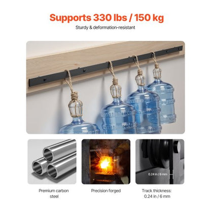 10FT Sliding Door Hardware Kit for Single J-Shape Sliding Door