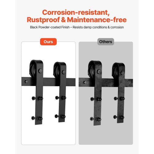 10FT Sliding Door Hardware Kit for Single J-Shape Sliding Door