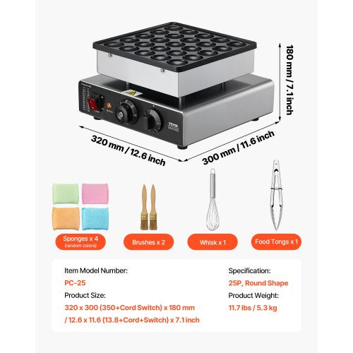 25PCS Mini Pancake Maker Commercial Electric Dutch Baker Poffertjes Grill | EU