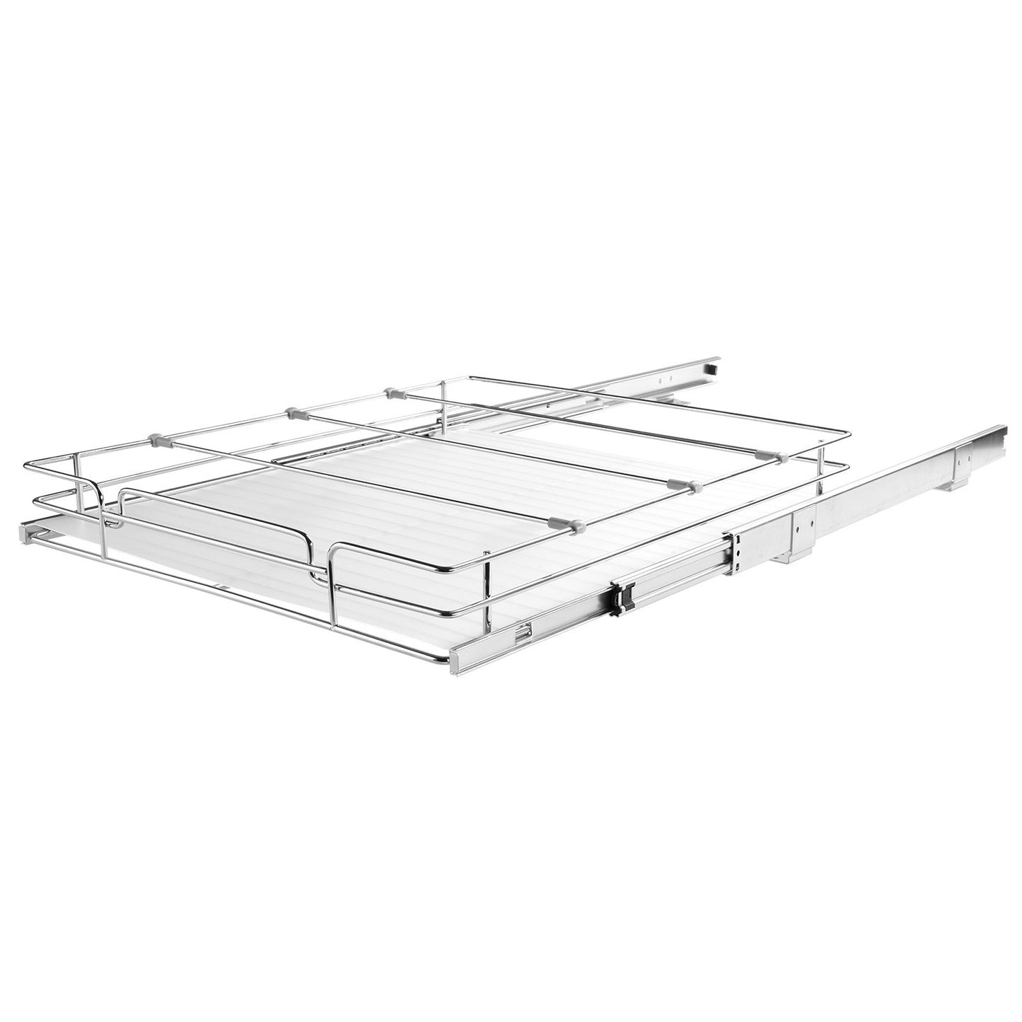 Ausziehbarer Schrank-Organizer, 43,2 cm B x 53,3 cm T, robuste ausziehbare Vorratsregale, ausziehbare Schubladen aus verchromtem Stahl, Schiebeaufbewahrung für Zuhause, in Küchenschränken, im Badezimmer, unter der Spüle