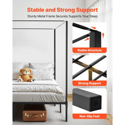 King size himmelssäng med ram i metall och himmelssäng, svart |  EU