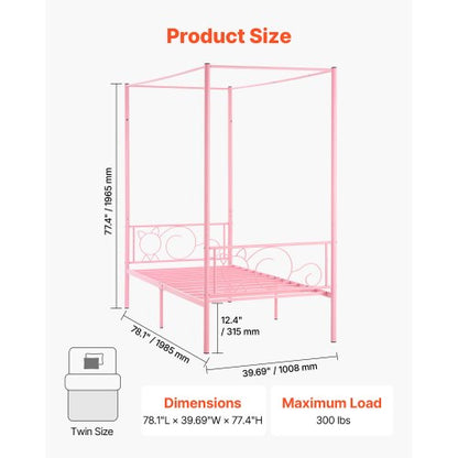 Twinsäng med himmelsram i metall, huvudgavel och himmelssäng |  EU