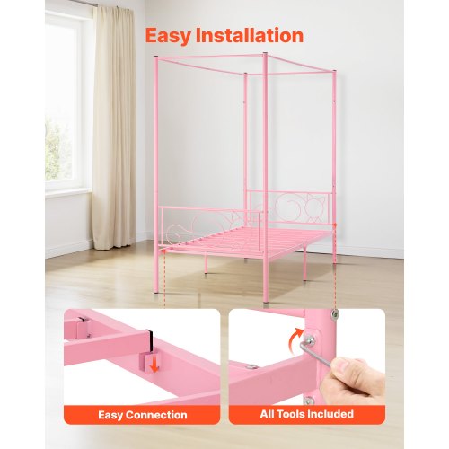 Twinsäng med himmelsram i metall, huvudgavel och himmelssäng |  EU