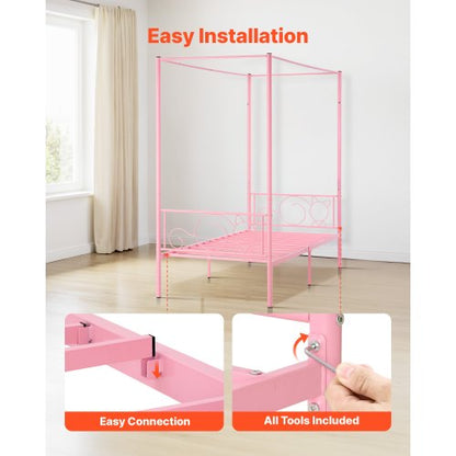 Twinsäng med himmelsram i metall, huvudgavel och himmelssäng |  EU