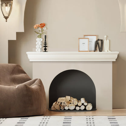 Öppen spis Mantel Trähylla Flytande vardagsrum Mantelhylla 60" Vit