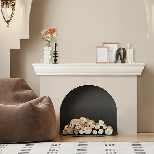 Öppen spis Mantel Trähylla Flytande vardagsrum Mantelhylla 60" Vit