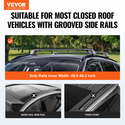 Universal Roof Rack Crossbar Max 53.5" Fits grooved side rails without gaps