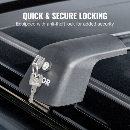 Universal Roof Rack Crossbar Max 53.5" Fits grooved side rails without gaps