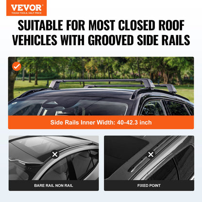 Universal Roof Rack Crossbar Max 47.6" Fits grooved side rails without gaps