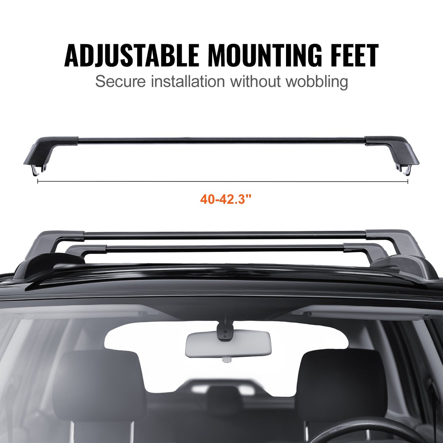 Universal Roof Rack Crossbar Max 47.6" Fits grooved side rails without gaps