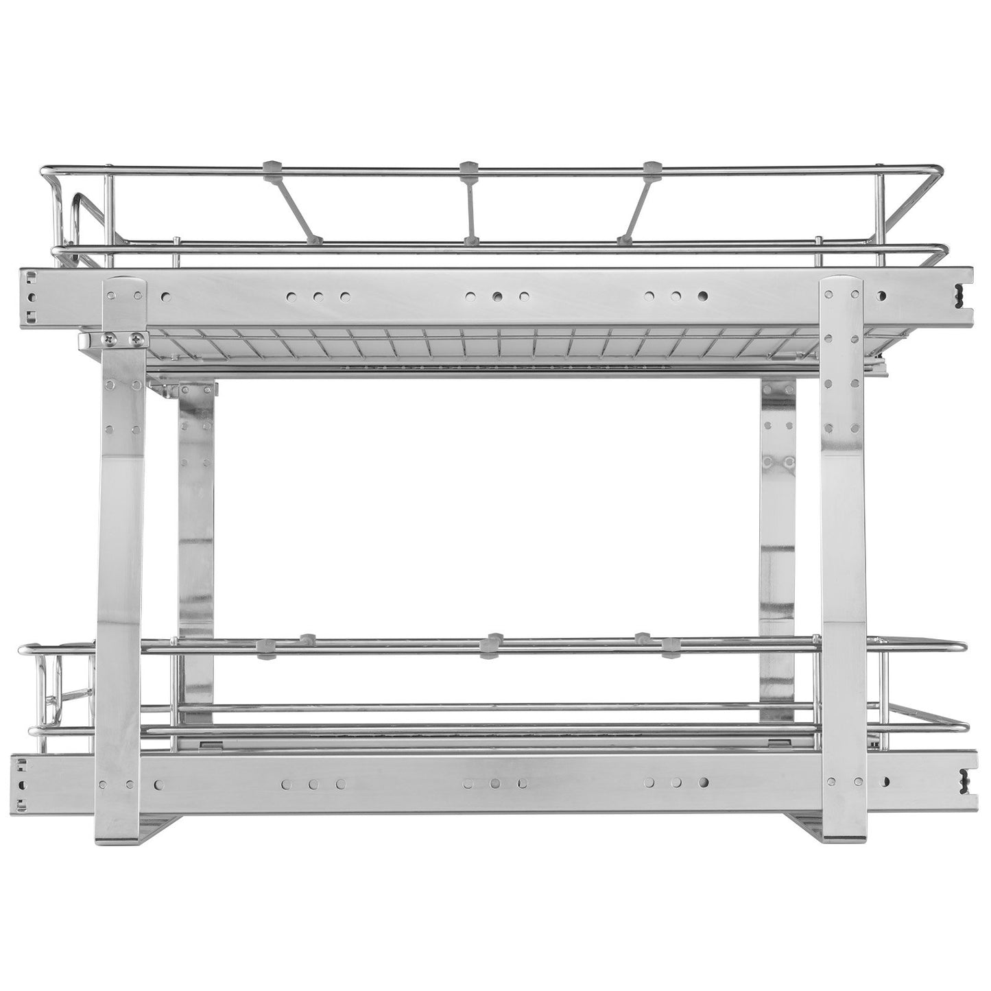 2 Tier 19"W x 20"D Pull Out Cabinet Organizer, Heavy Duty Pull Out Pantry Shelves, Roll Out Drawers Chrome Plated Steel, Sliding Drawer Storage for Inside Kitchen Cabinet, Bathroom, Under Sink