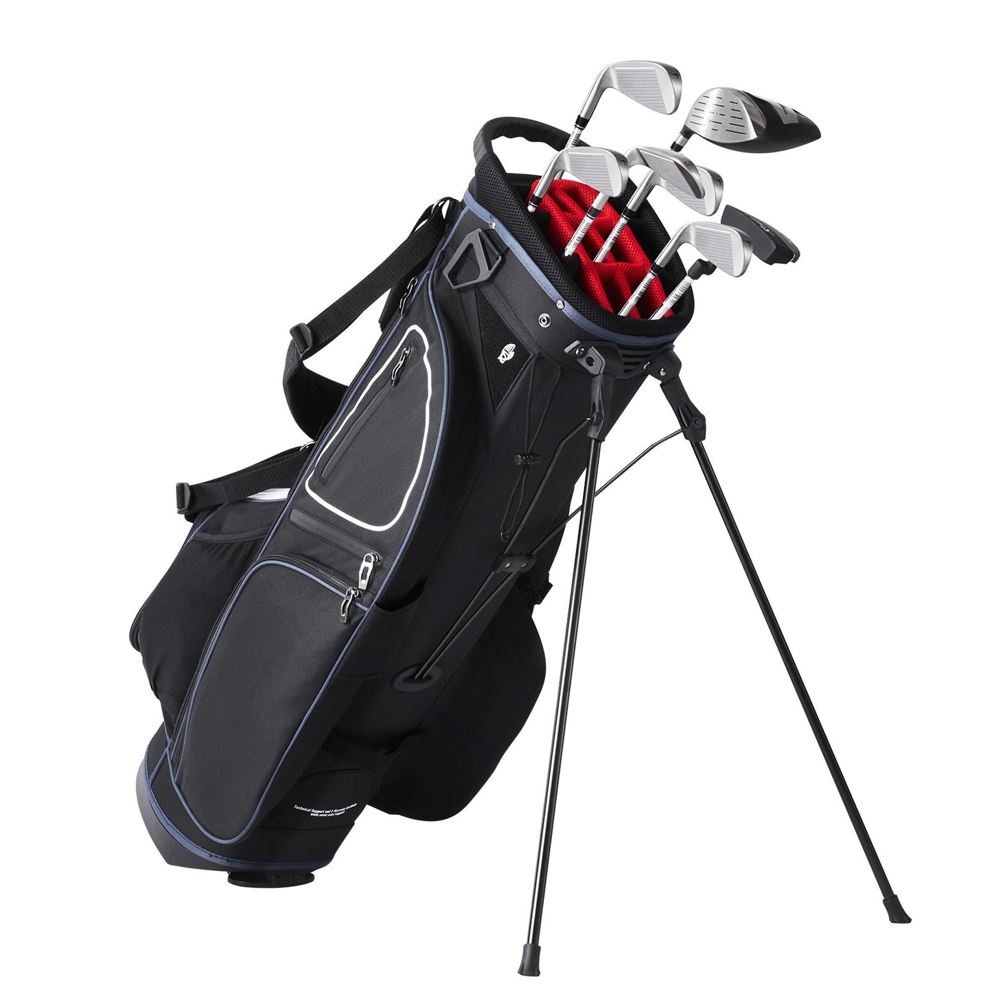 35” golfvagnsväska med 14-vägs avdelare topp 11 fickor svart vit
