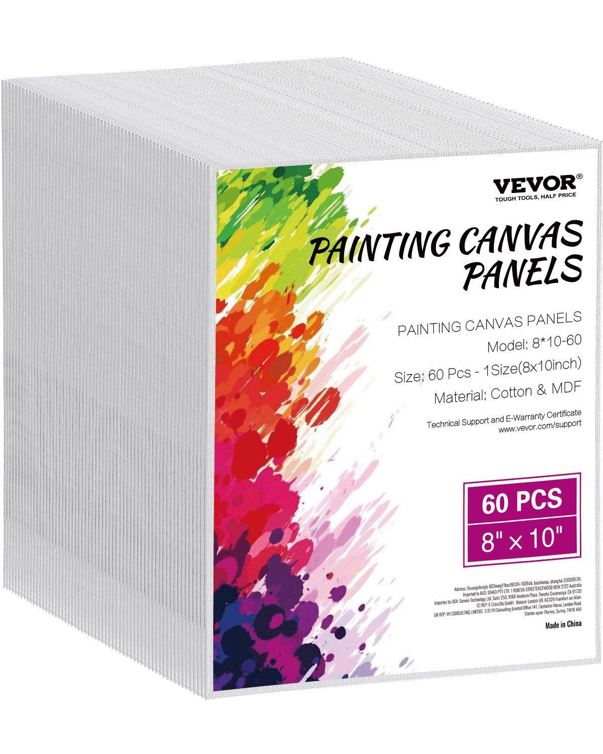 Canvas Boards for Painting 60-Pack 8 x 10 Inch Blank Canvases for Painting
