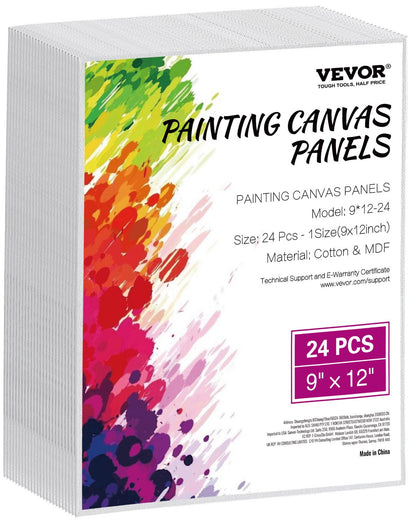 Canvas Boards for Painting 24-Pack 9 x 12 Inch Blank Canvases for Painting