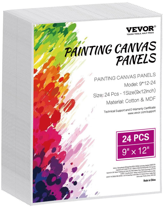 Canvas Boards for Painting 24-Pack 9 x 12 Inch Blank Canvases for Painting
