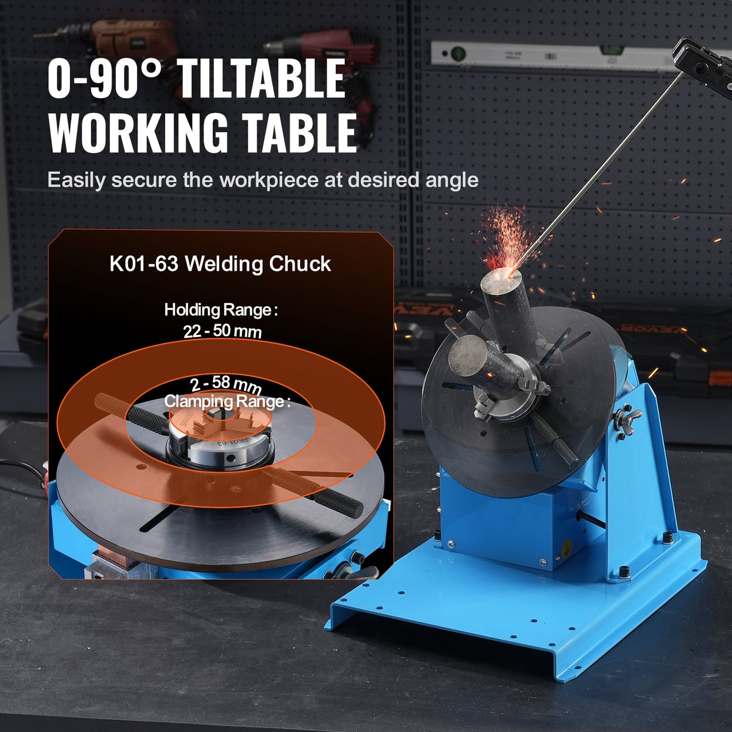 10KG Rotary Welding Positioner 0-90° Positioning Turntable 1-12RPM