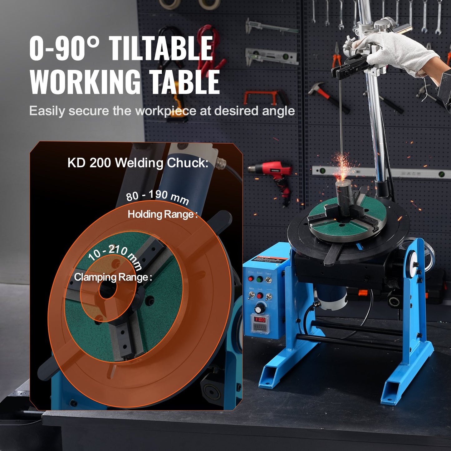 30KG Rotary Welding Positioner 0-90° Positioning Turntable 1-12RPM