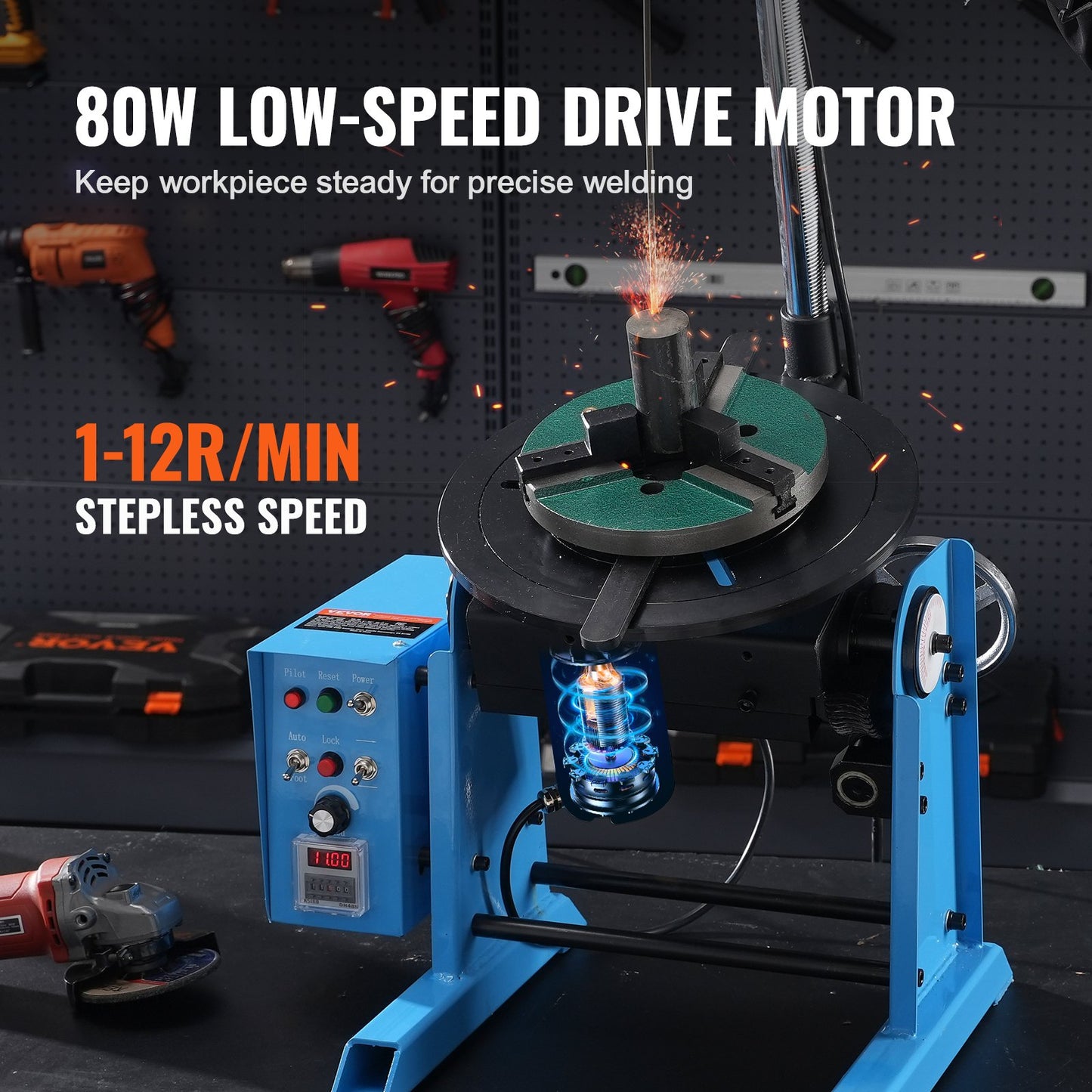 30KG Rotary Welding Positioner 0-90° Positioning Turntable 1-12RPM