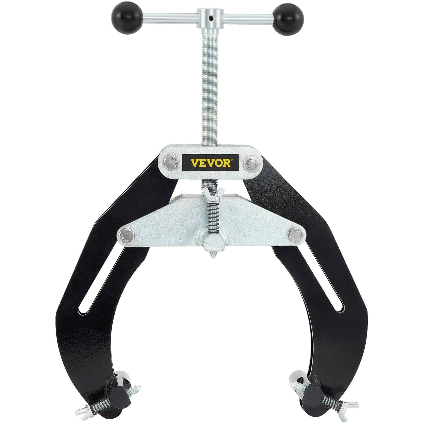 Ultra Clamp, 2 to 6 in diameter, high-strength pipe clamp with quick-acting screws, steel pipe adjustment tool with lightweight design, black