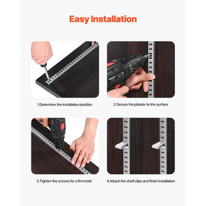 hyllskena 72,3 tum, 20-pack justerbara väggmonterade hyllor i stål, pilaster |  EU