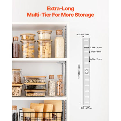 hyllskena 91 cm, 6-pack justerbara väggmonterade hyllor i stål, pilaster |  EU