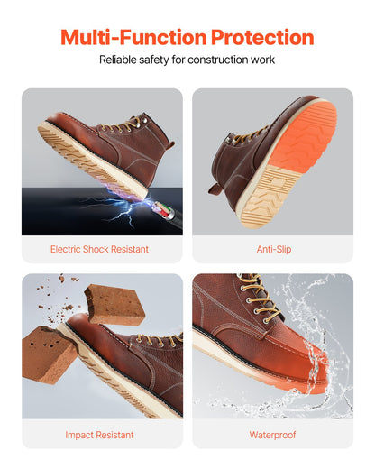 Steel Toe Work Boots UK Storlek 9,5 Vattentät Moc för män Halksäker