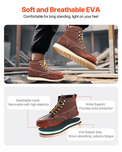 Steel Toe Work Boots UK Storlek 9,5 Vattentät Moc för män Halksäker