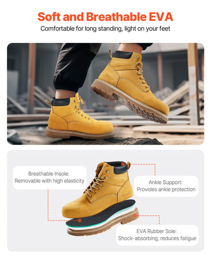 Steel Toe Work Boots UK Storlek 9 Vattentät för män Halkbeständig