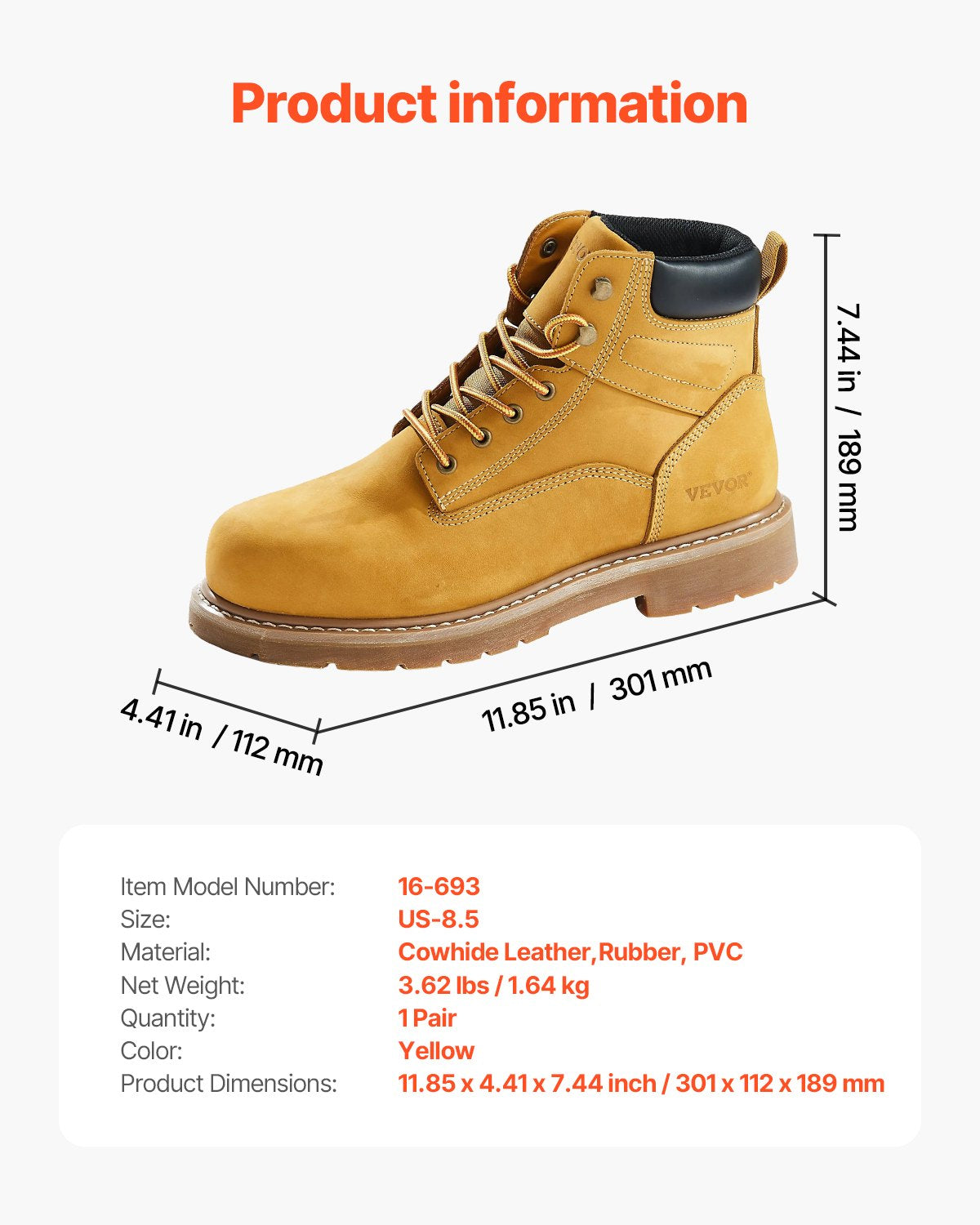 Steel Toe Work Boots UK Storlek 7.5 Vattentät för män Halkbeständig