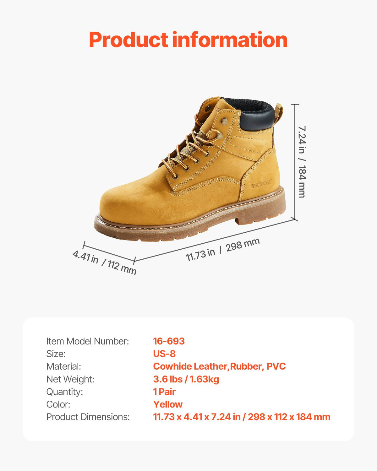 Steel Toe Work Boots UK storlek 7 Vattentät för män Halkbeständig