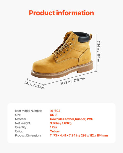 Steel Toe Work Boots UK storlek 7 Vattentät för män Halkbeständig