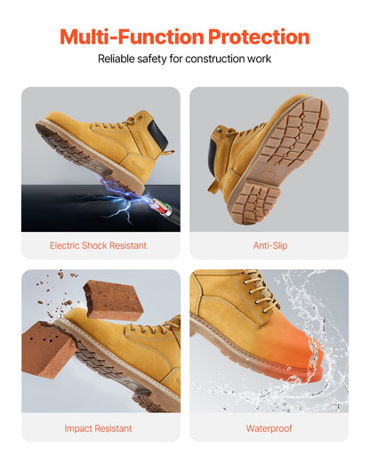 Steel Toe Work Boots UK Storlek 8,5 Vattentät för män Halkbeständig