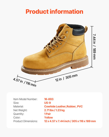 Steel Toe Work Boots UK Storlek 8 Vattentät för män Halkbeständig