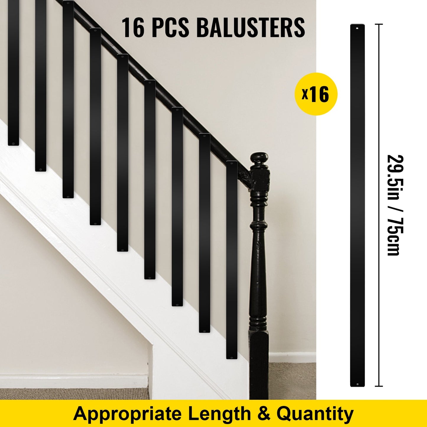 Deck Balusters Metal Deck Spindles 16-pack 29.5" Aluminum Alloy Railing