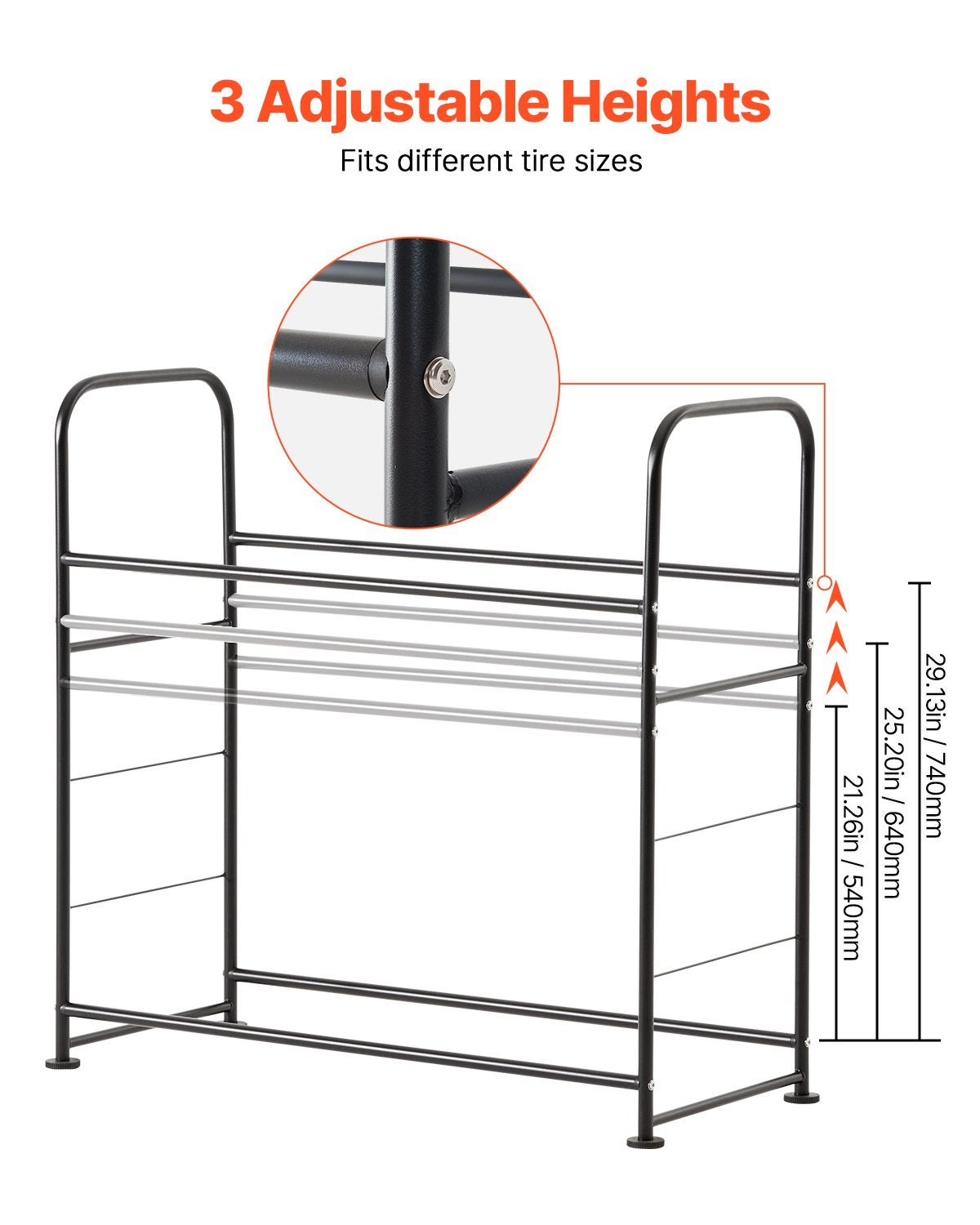 Tire storage rack 2-shelf tire holder that holds up to 8 standard tires