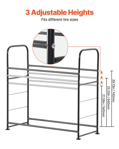 Tire storage rack 2-shelf tire holder that holds up to 8 standard tires