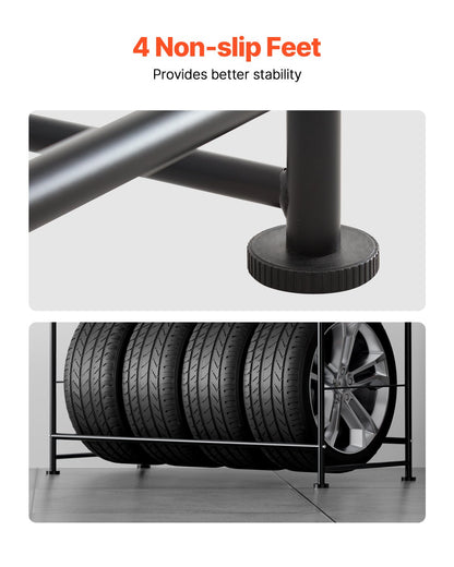Tire storage rack 2-shelf tire holder that holds up to 8 standard tires