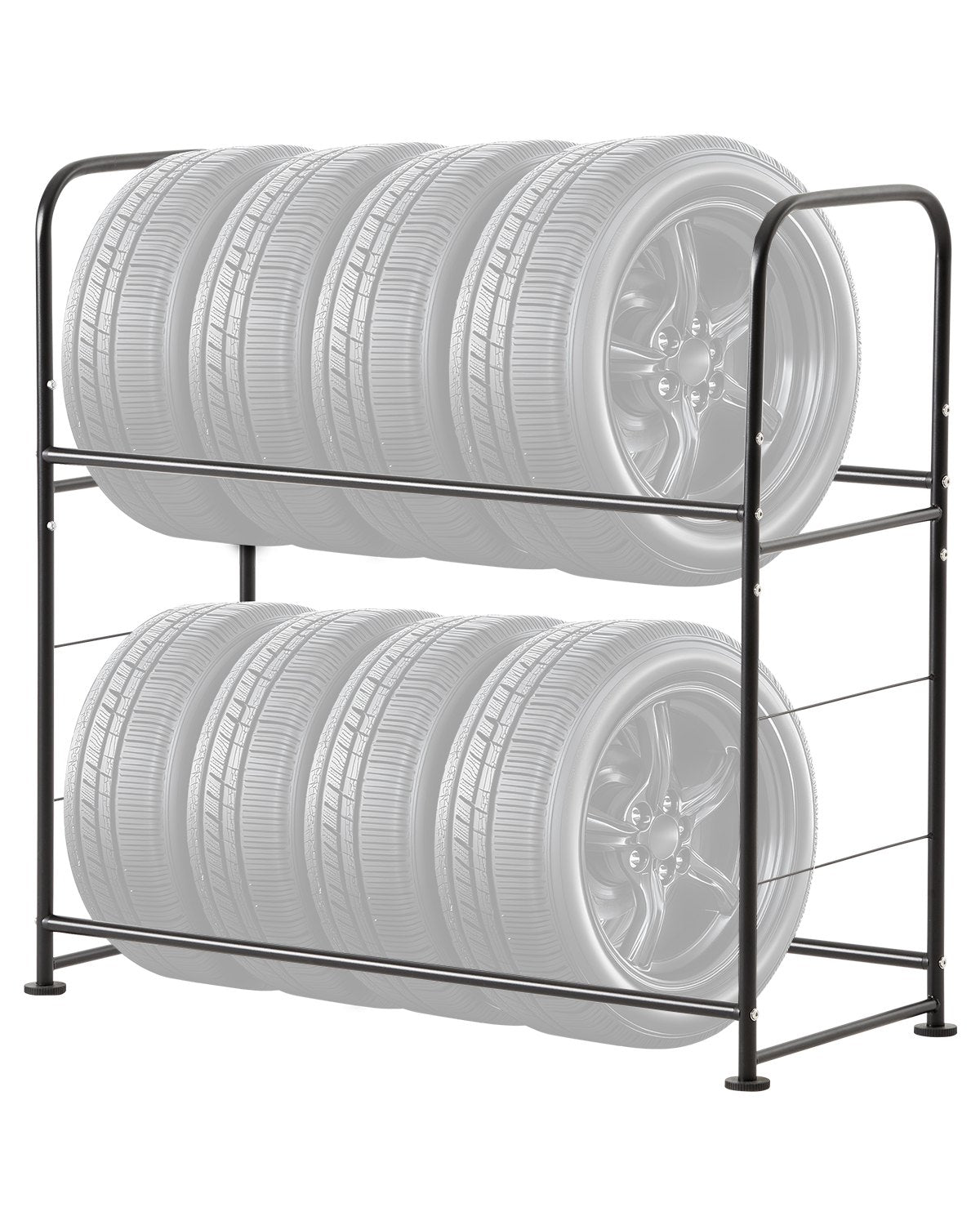 Tire storage rack 2-shelf tire holder that holds up to 8 standard tires