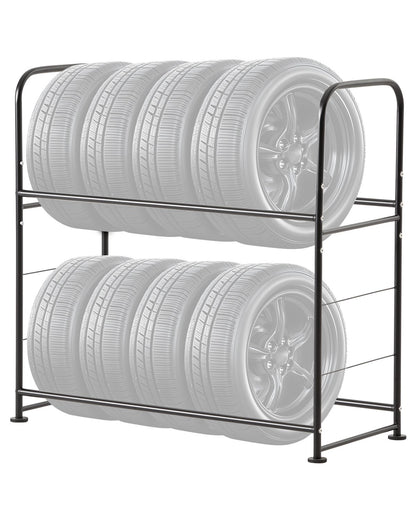 Tire storage rack 2-shelf tire holder that holds up to 8 standard tires