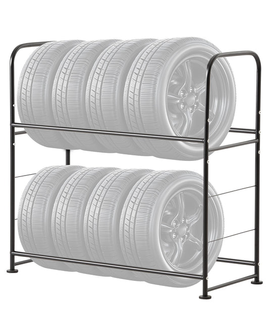 Tire storage rack 2-shelf tire holder that holds up to 8 standard tires