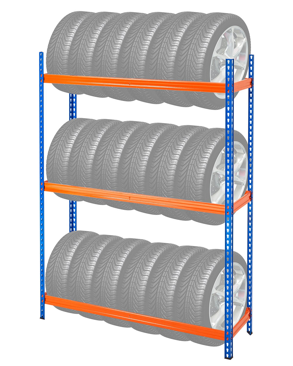 Tire storage rack 3-shelf tire holder that holds up to 18 standard tires
