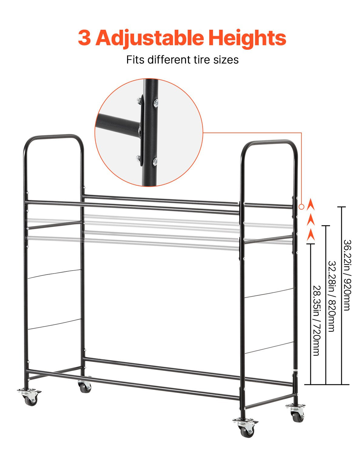 Rolling Tire Storage Rack 2-Shelf Tire Holder Holds up to 12 Standard Tires